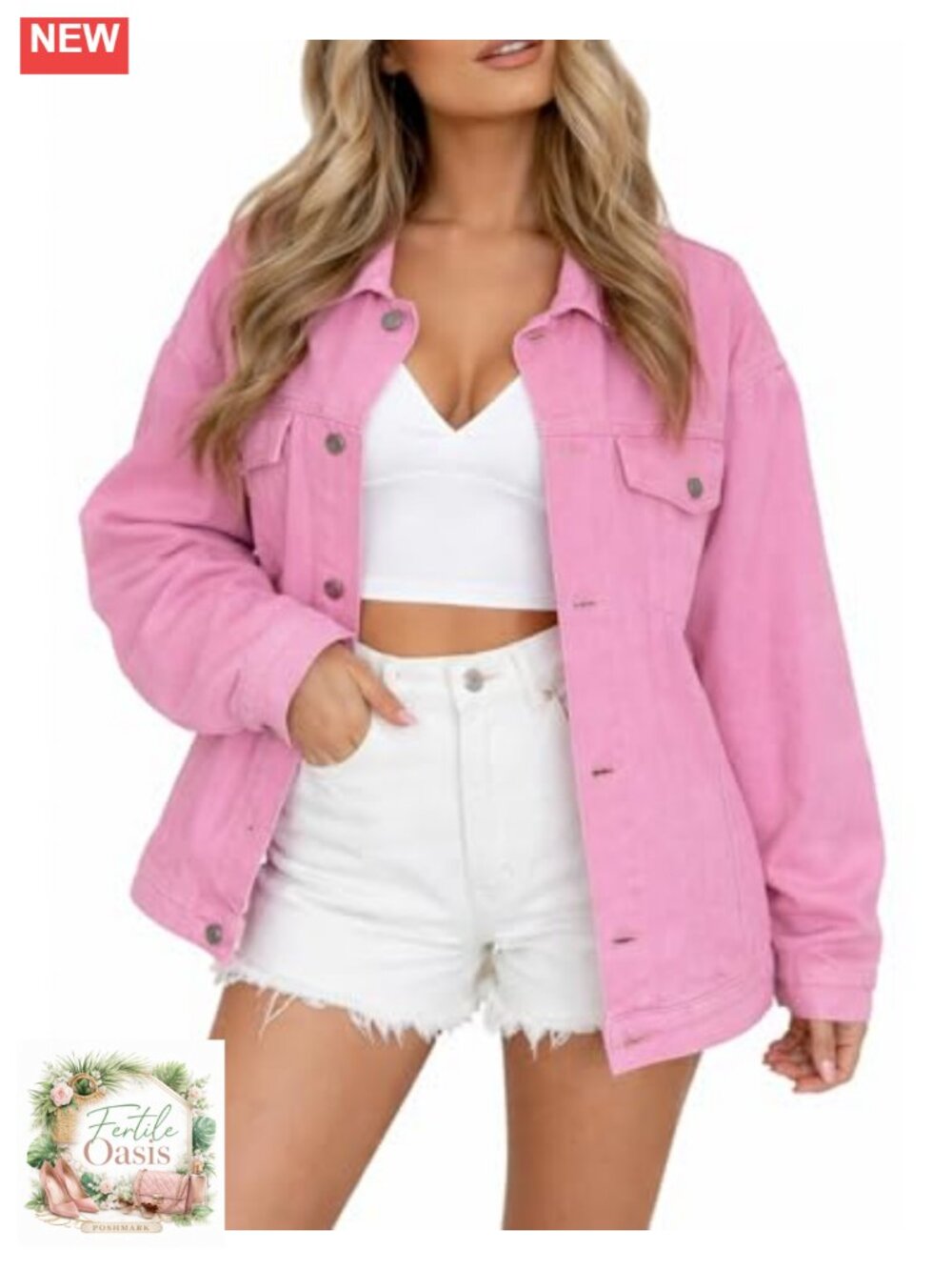 Oversized Long Denim Jacket Double Breast Pockets Button Down